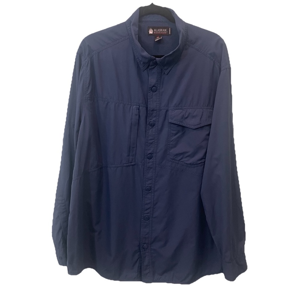 Alaskan Hardgear Button up Shirt Blue Ripstop Nylon XL Fishing Outdoor Utility